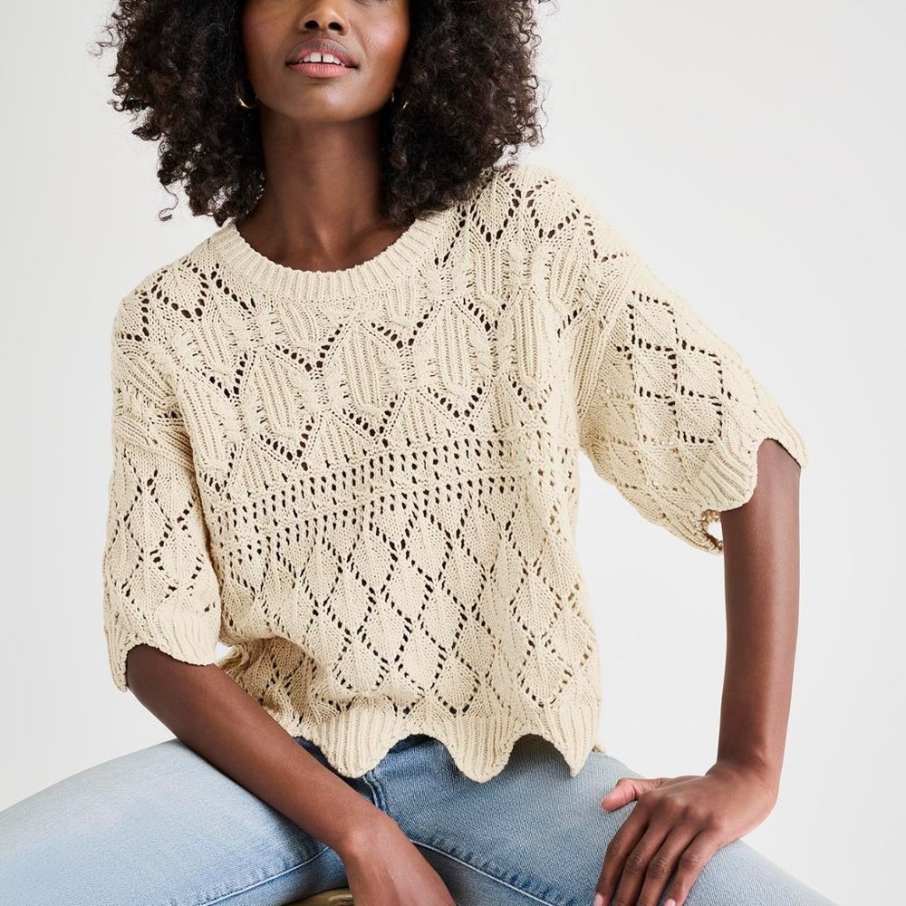 NWT Splendid Diletta Short Sleeve Sweater Size L